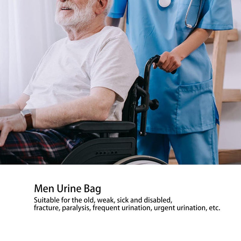 woobles Male Urinal Pee Holder, Reusable Portable Urine Bag Collector 1000ml Men Urinal Male Urination Device Funnel Urine Bag with Spill Proof Collection Bag - Image 2